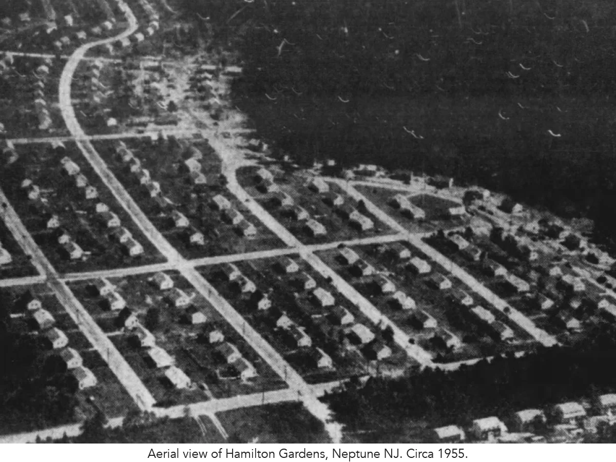Aerial view of Hamilton Gardens, Neptune NJ, 1955
